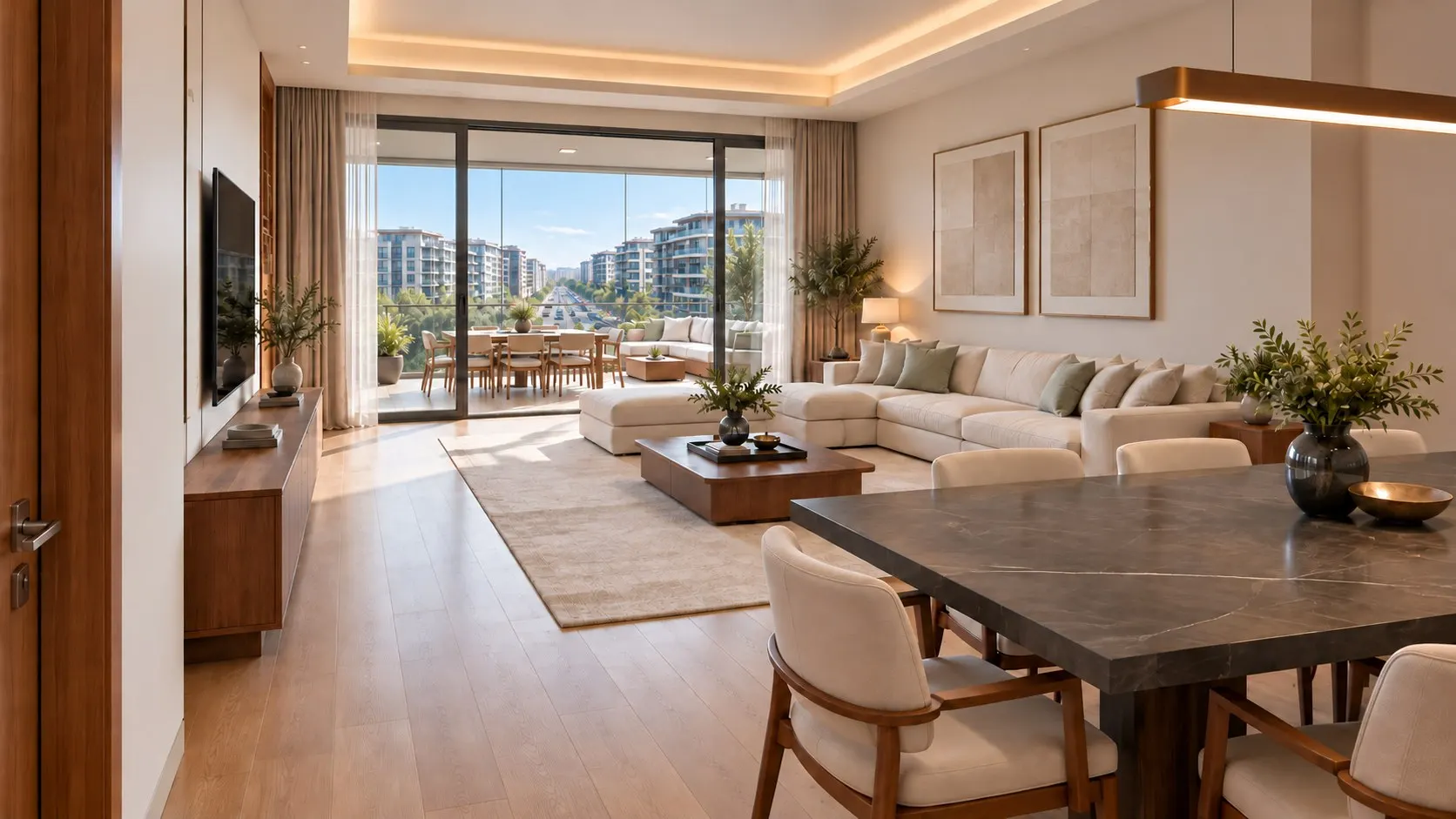 Daire içi, salon ve teras (temsili)