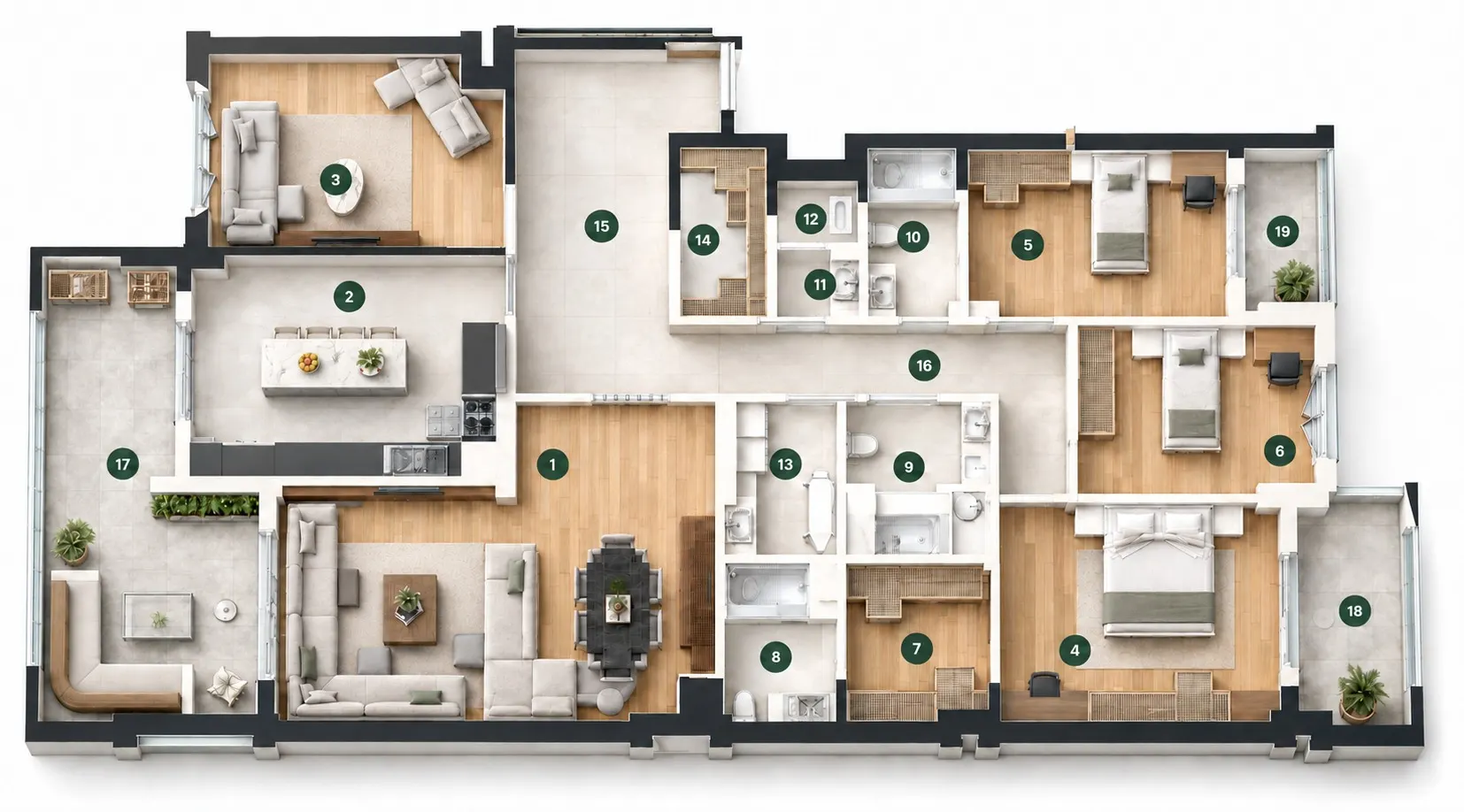 Sue Park Suites 4+1 Tip A daire planı