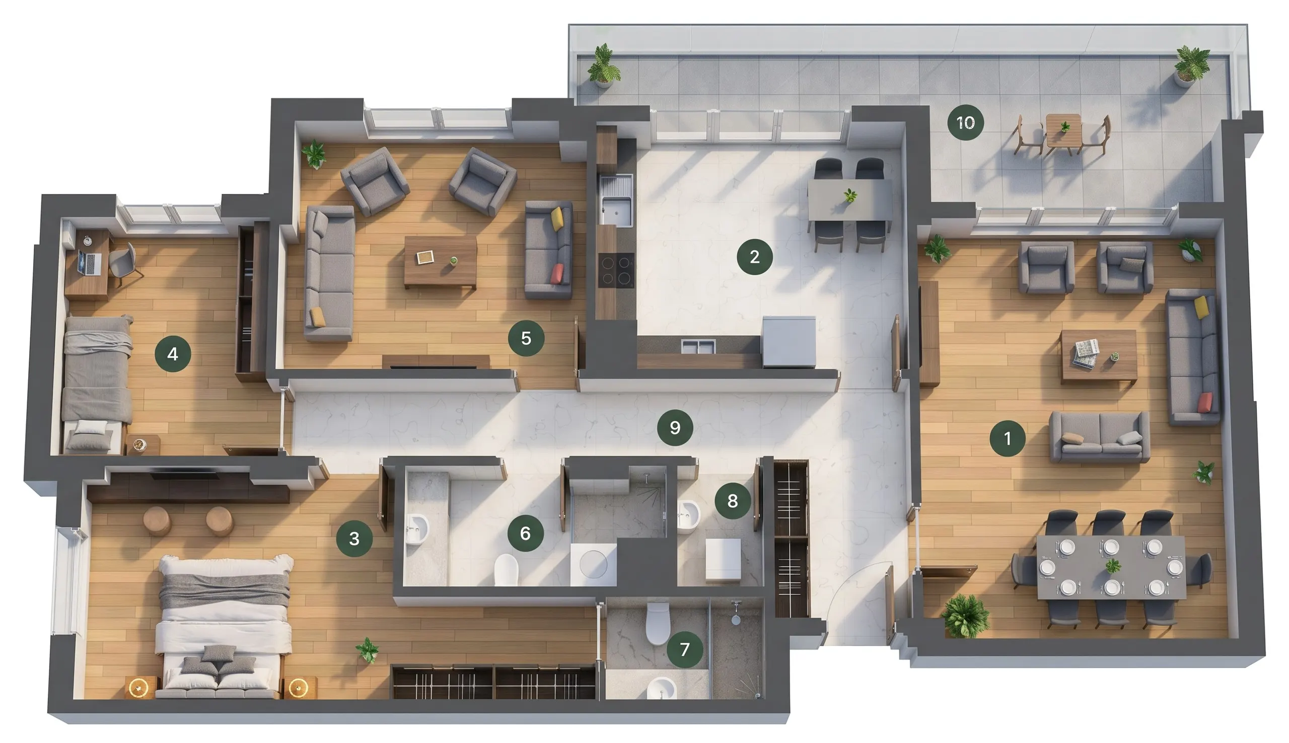 Gamaoğlu Verde, Yıldızkent: 3+1 Tip A daire planı